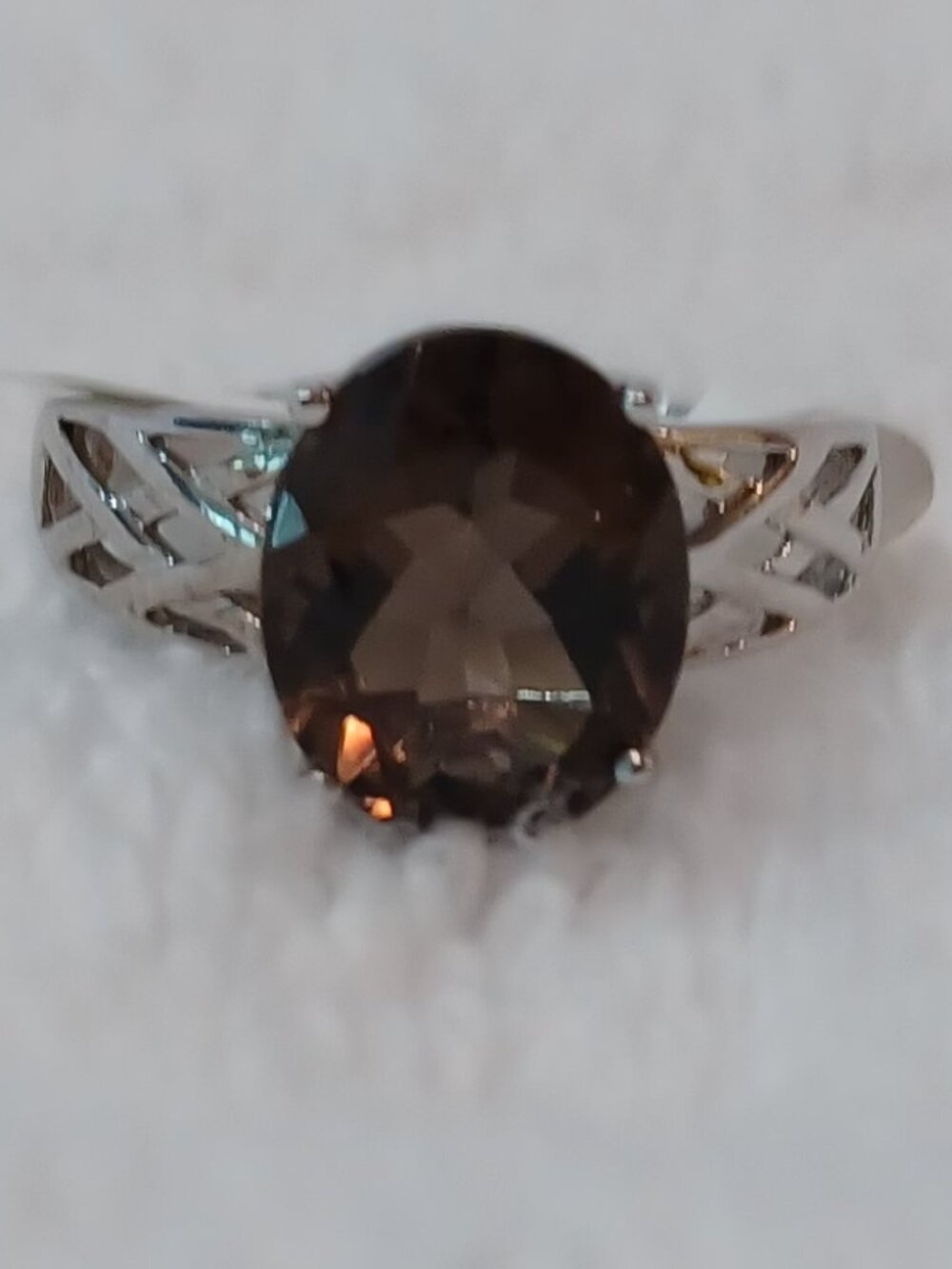 NWT 3.40 Carat Oval Brazilian Smoky Quartz Solitaire Ring